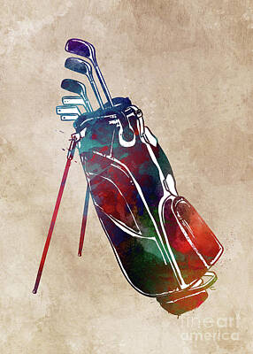 Sports Mixed Media - Golf bag sport #golf #sport by Justyna Jaszke JBJart
