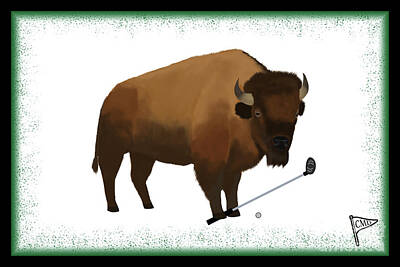 Sports Royalty-Free and Rights-Managed Images - Golf Bison Green by College Mascot Designs