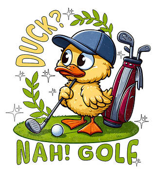 Sports Mixed Media - Golfer Funny Golf Duck by Alco Shirts