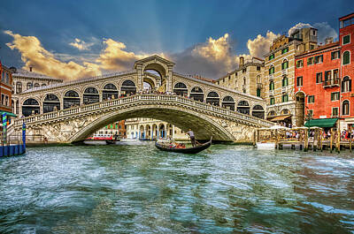 Presidential Portraits - Gondolier under Venice Grand Canal by Alfredo Art Studio
