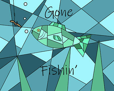 Animals Digital Art - Gone Fishing by Grace Joy Carpenter