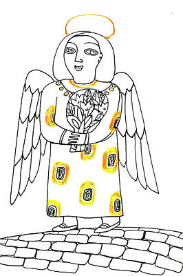 Abstract Flowers Drawings - Good Angel Drawing Series by Tatiana Koltachikhina