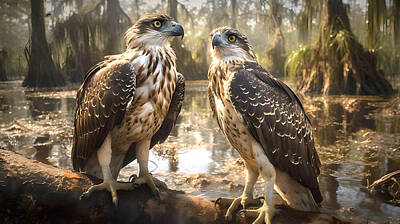 Vine Ripened Tomatoes Royalty Free Images - Graceful Companions - Majestic Osprey in a Striking Dual Portrait Royalty-Free Image by Kelvin Lynch