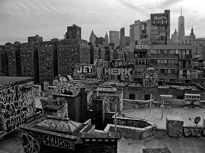 Solar System Posters - Painted Rooftops NY BW by Luis Alegria