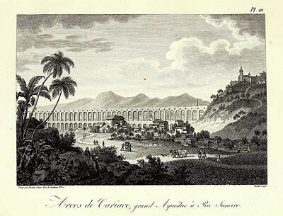Landmarks Drawings - Grand Aqueduct in Rio-Janeiro p2 by Historic illustrations