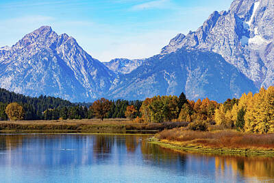 Lori A Cash Royalty-Free and Rights-Managed Images - Grand Teton at Oxbow Bend by Lori A Cash