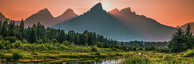 Reptiles Royalty Free Images - Grand Teton Wyoming Mountain Peaks Landscape Panorama Royalty-Free Image by Gregory Ballos