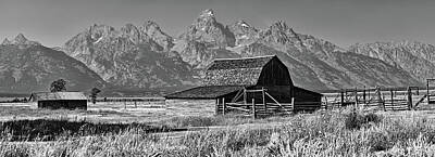 I Want To Believe Posters Rights Managed Images - Grand Tetons Mormon Row Barn #2 BW Royalty-Free Image by Robert Mollett