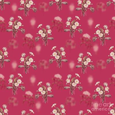 Roses Mixed Media - Grandiflora Botanical Seamless Pattern in Viva Magenta n.1212 by Holy Rock Design
