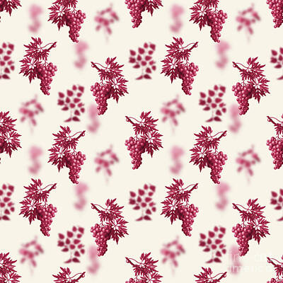 Roses Mixed Media - Grape Vine Botanical Seamless Pattern in Viva Magenta n.1343 by Holy Rock Design
