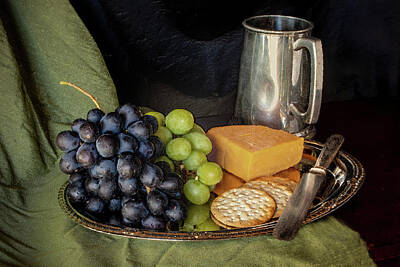 Ira Marcus Royalty-Free and Rights-Managed Images - Grapes and Cheese  by Ira Marcus