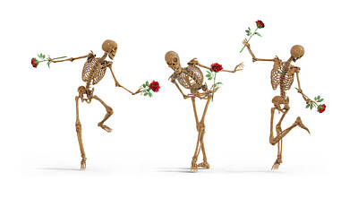 Roses Digital Art - Grateful Dancing Skeleton Trio by Betsy Knapp