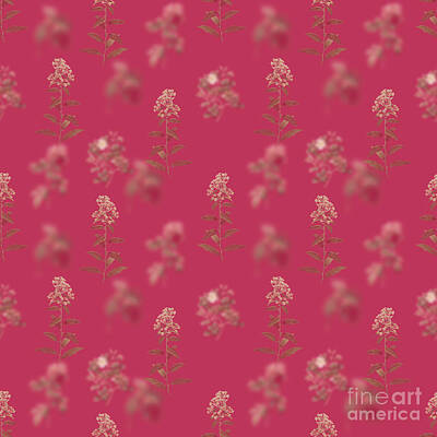 Roses Mixed Media Royalty Free Images - Green Cestrum Botanical Seamless Pattern in Viva Magenta n.0842 Royalty-Free Image by Holy Rock Design
