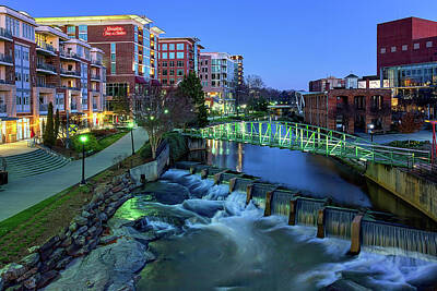 Skylines Royalty-Free and Rights-Managed Images - Greenville South Carolina - Early Morning by Steve Rich