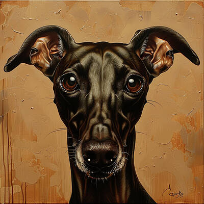 Mammals Paintings - Greyhound art style by Jose Alberto