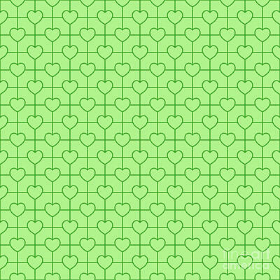 Royalty-Free and Rights-Managed Images - Grid With Line Heart Pattern in Light Apple And Grass Green n.2044 by Holy Rock Design