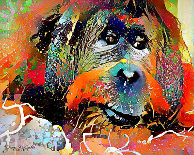 Mammals Digital Art - Groovy Orangutan by Pennie McCracken