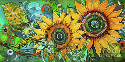 Royalty-Free and Rights-Managed Images - Groovy Sunflowers by Tina LeCour