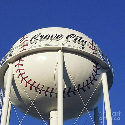 Baseball Royalty Free Images - Grove City Baseball Water Tower Royalty-Free Image by Serbennia Davis