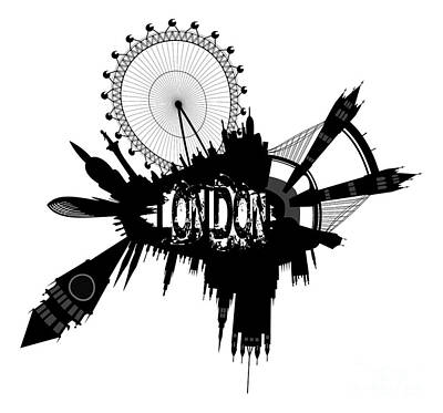 London Skyline Digital Art - Grunge London Skyline by Michal Boubin