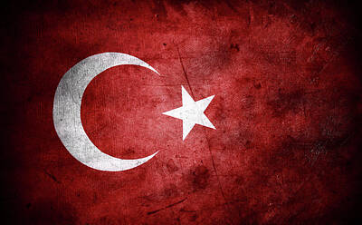 Love Marilyn - Grunge Turkish flag by Les Cunliffe