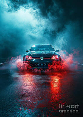 Ink And Water Royalty Free Images - GTI Clubsport Conflagration Volkswagen Golf GTI Clubsport in Smoke Royalty-Free Image by Clark Leffler