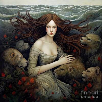 Surrealism Paintings - Guardians by Mindy Sommers