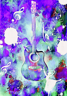 Music Digital Art - Guitar Art by Laurie
