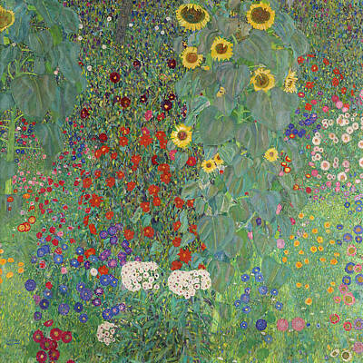 Sunflowers Paintings - Gustav Klimt s Farm Garden with Sunflowers by MotionAge Designs