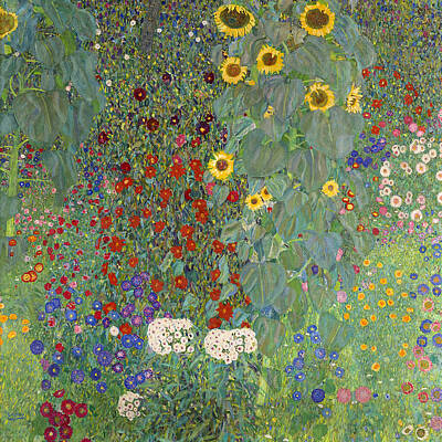 Sunflowers Paintings - Gustav Klimts Farm Garden with Sunflowers  by David Hinds
