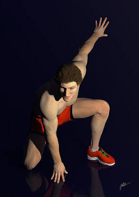 Athletes Digital Art - Half-naked speedy man by Joaquin Abella