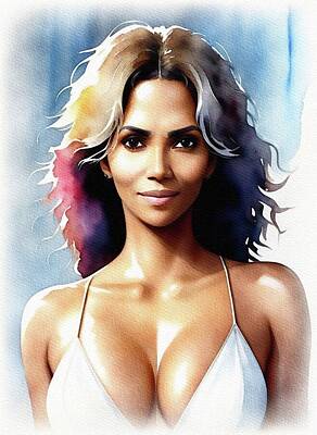 Actors Paintings - Halle Berry, Actress by Sarah Kirk