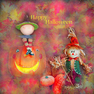 Getty Images - Halloween Card Witch and Scarecrow by Aimee L Maher ALM GALLERY