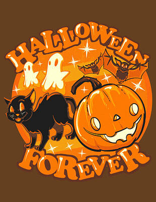 Mammals Drawings - Halloween Forever by Ludwig Van Bacon