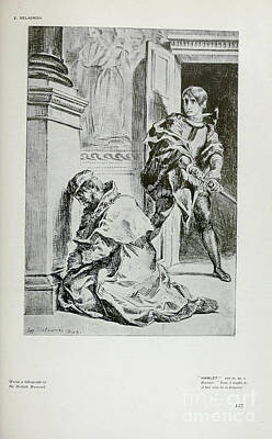 Comics Drawings - Hamlet Now, I might do it pat Now he is praying h2 by Historic Illustrations