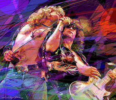 Recently Sold - Musician Paintings - Led Zeppelin- Plant and Page by David Lloyd Glover