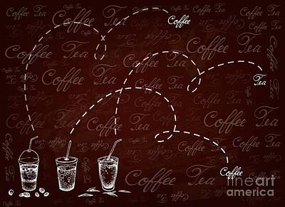 Food And Beverage Drawings - Hand Drawn Background of Iced Coffee and Tea by Iam Nee