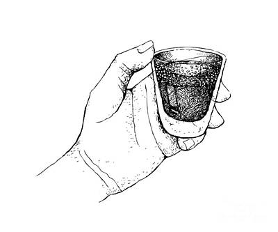 Drawings Royalty Free Images - Hand Holding A Shot of Espresso Coffee Royalty-Free Image by Iam Nee