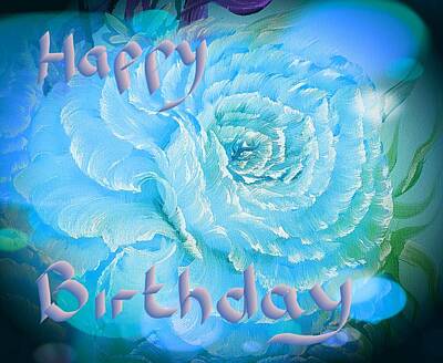 World Forgotten Rights Managed Images - Happy birthday rose romance blue stardust  Royalty-Free Image by Angela Whitehouse
