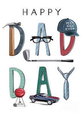 Nfl Team Signs - Happy Dad Day by Elizabeth Robinette Tyndall