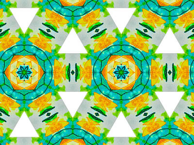 Abtracts Laura Leinsvencner Royalty Free Images - Happy Flowers Kaleidoscope Pattern 8 Royalty-Free Image by Eileen Backman