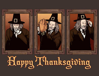 Drawings Royalty Free Images - Happy Thanksgiving Royalty-Free Image by Ludwig Van Bacon