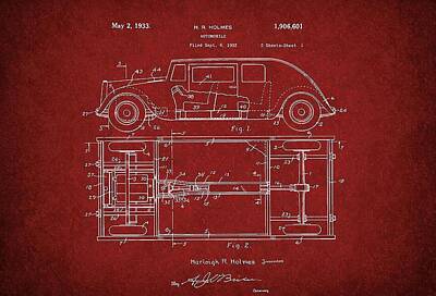 Transportation Royalty Free Images - Harleigh Holmes Automobile Patent From 1932 Michael Braham Royalty-Free Image by Car Lover