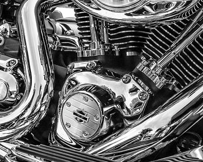 Ring Of Fire - Harley Engine BW detail by Gary Warnimont