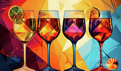 Wine Digital Art Royalty Free Images - Harmonious convergence of wine Royalty-Free Image by Sen Tinel