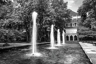 Nirvana - Harmonious Monochrome Elevation At The Hendrix College Fountain And Staples Auditorium by Gregory Ballos