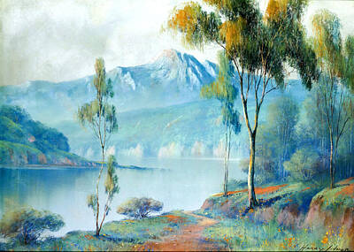 Mellow Yellow - Harry Linder 1886 1931 Lake In A Mountain Landscape by Artistic Rifki