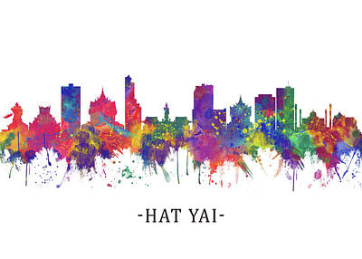 City Scenes Mixed Media - Hat Yai Thailand Skyline by NextWay Art
