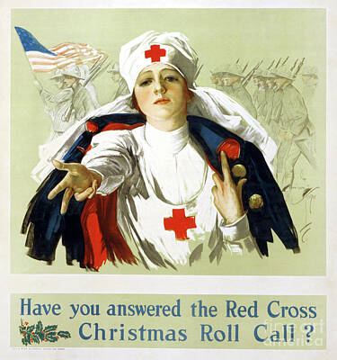City Scenes Drawings - Have you answered the Red Cross Christmas Roll Call - Harrison Fisher by Sad Hill - Bizarre Los Angeles Archive