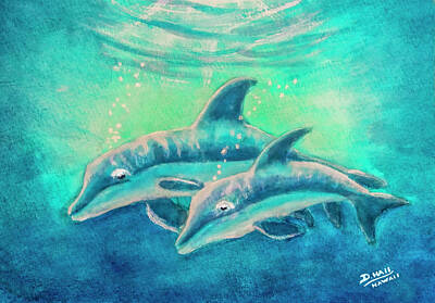 Traditional Kitchen - Hawaiian Dolphins  #389 by Donald K Hall